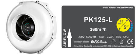 Вентилатор PK-125-MES-360m³/h