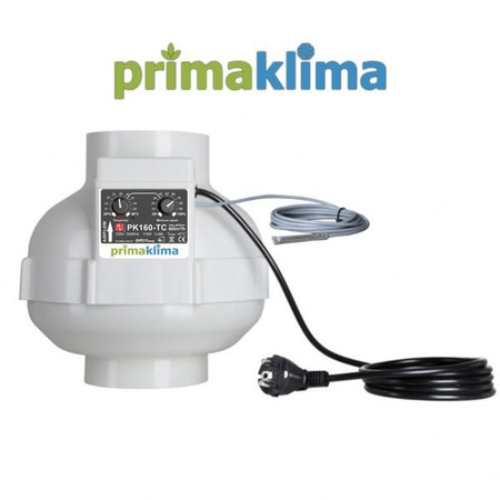 Prima Klima PK Rohrventilator 160, 800m³/h, für 160 mm Rohr, verkabelt, integr. temperaturabhängiger Drehzahlregler