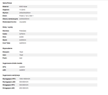 Mammoth Pro+ 240 - 240x240x200cm